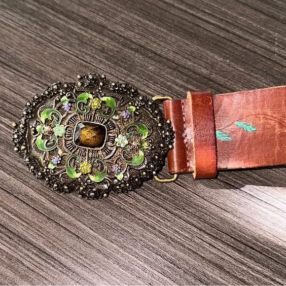 Streets Ahead Studded & painted Leather Belt size L Streets Ahead Studded Lea Western Belt | Pinto Ranch main image 2